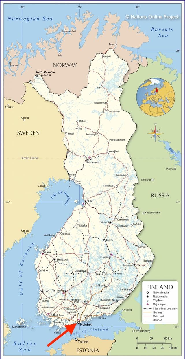Helsinki on Uusimaa - Finland map